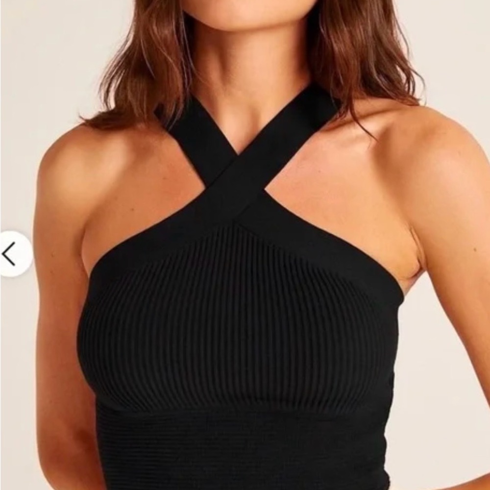 Abercrombie & Fitch Black Ribbed Sweater Crop Top XS